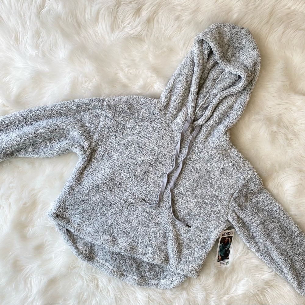 Rewash Fuzzy Cropped Hoodie